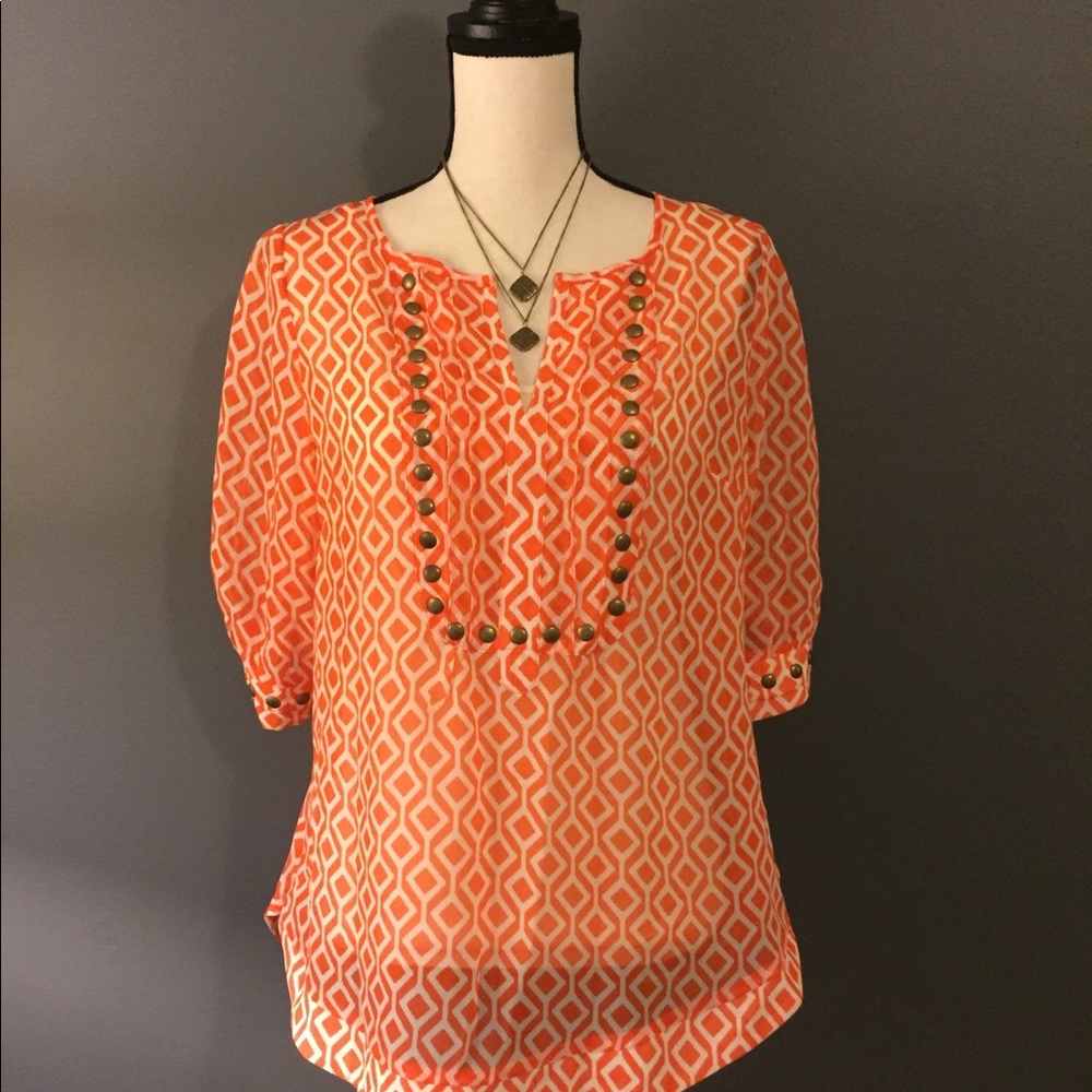 Pomelo (Stitchfix) Orange Short Sleeve Blouse